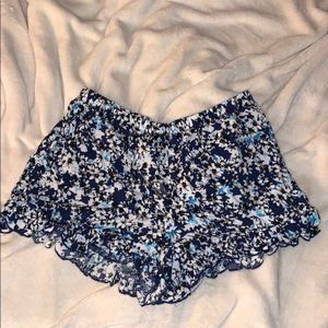 Blue ruffled shorts